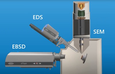 Schematic of an SEM integrated with Bruker's Quantax ED-XS EDS-EBSD Module Source: Bruker